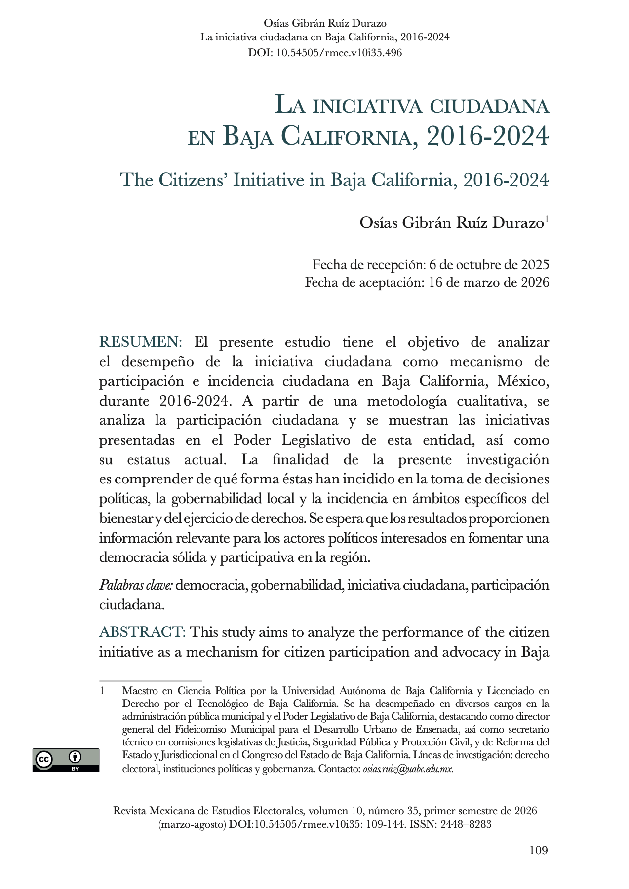 La iniciativa ciudadana en Baja California, 2016-2024, Osías Gibrán Ruíz Durazo